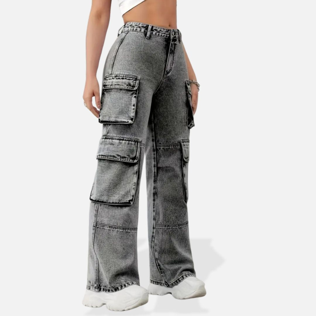 Jean Femme Cargo Gris