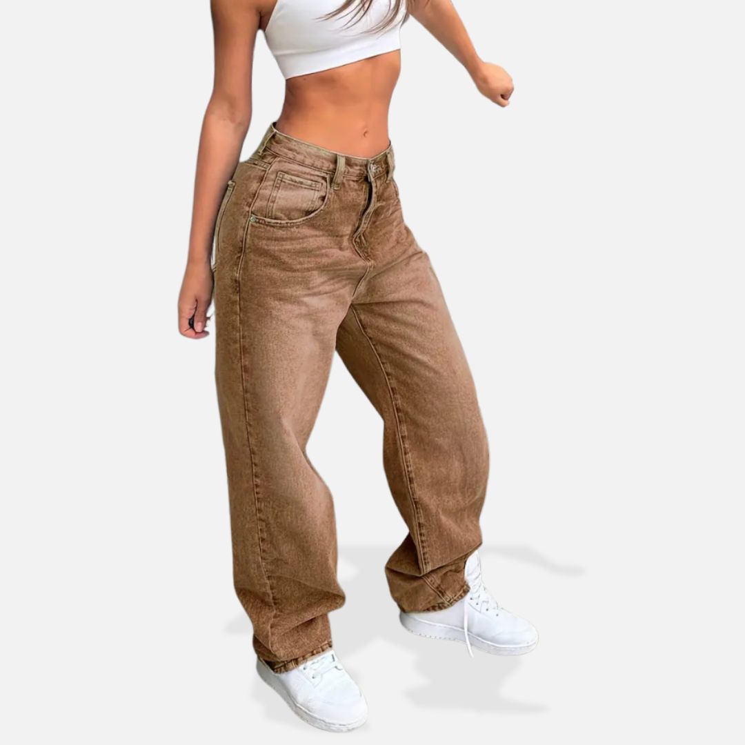Jean Femme Streetwear Couleur Cuivre