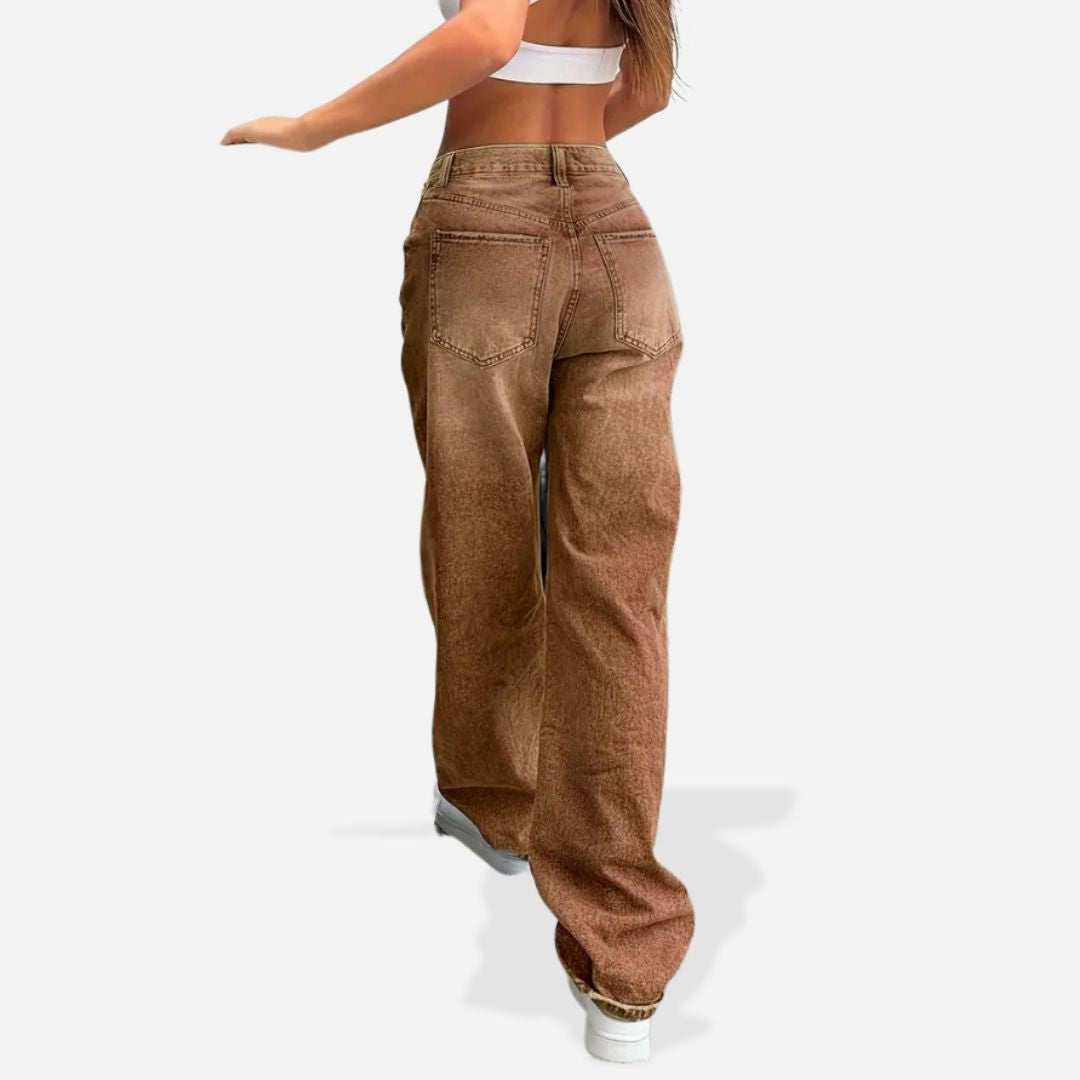 Jean Femme Streetwear Couleur Cuivre