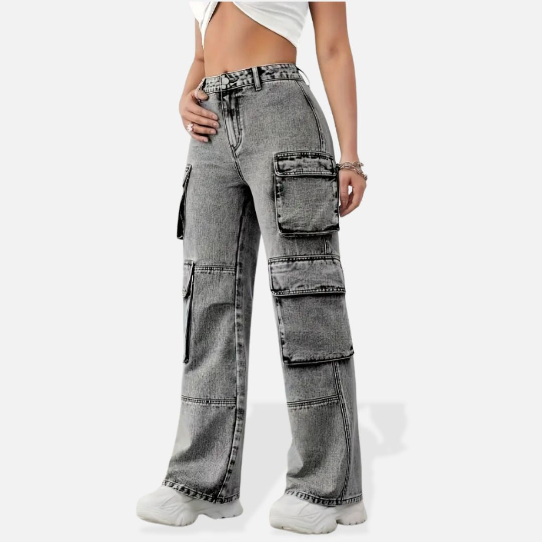 Jean Femme Cargo Gris