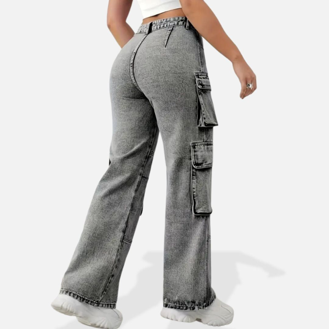 Jean Femme Cargo Gris