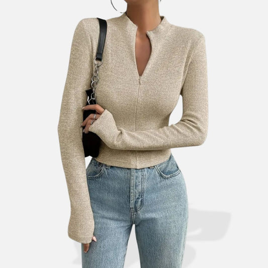 Pull Femme à Fermeture Éclair Demi-zip