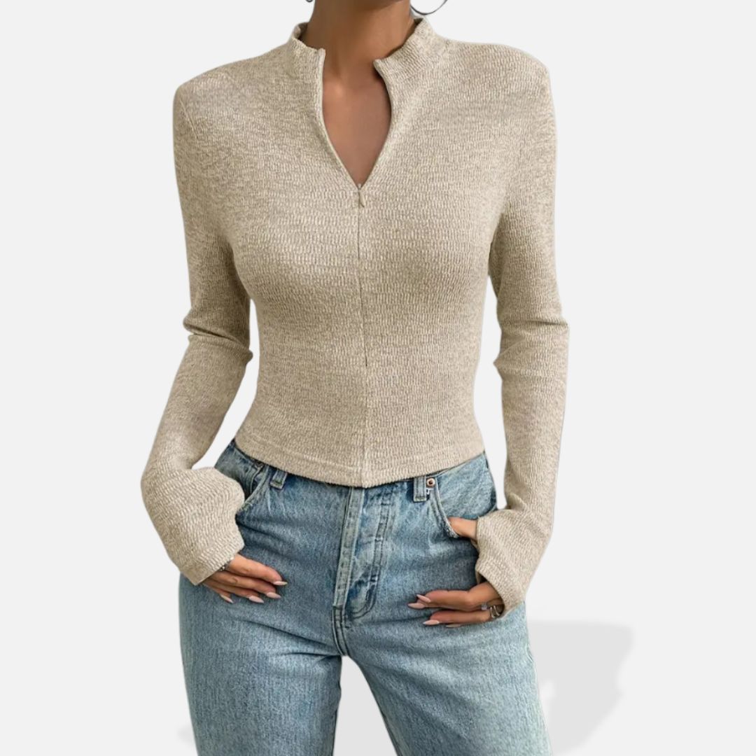 Pull Femme à Fermeture Éclair Demi-zip