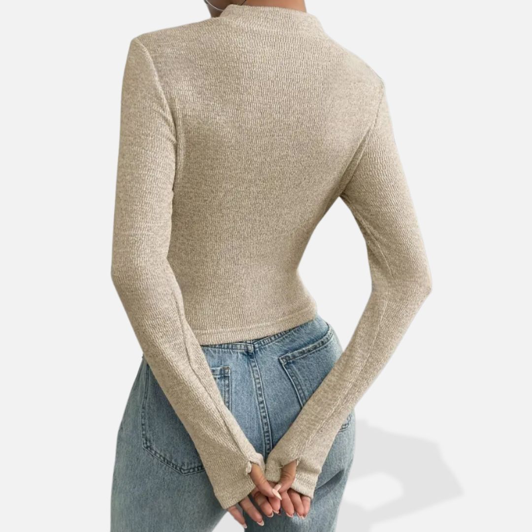 Pull Femme à Fermeture Éclair Demi-zip