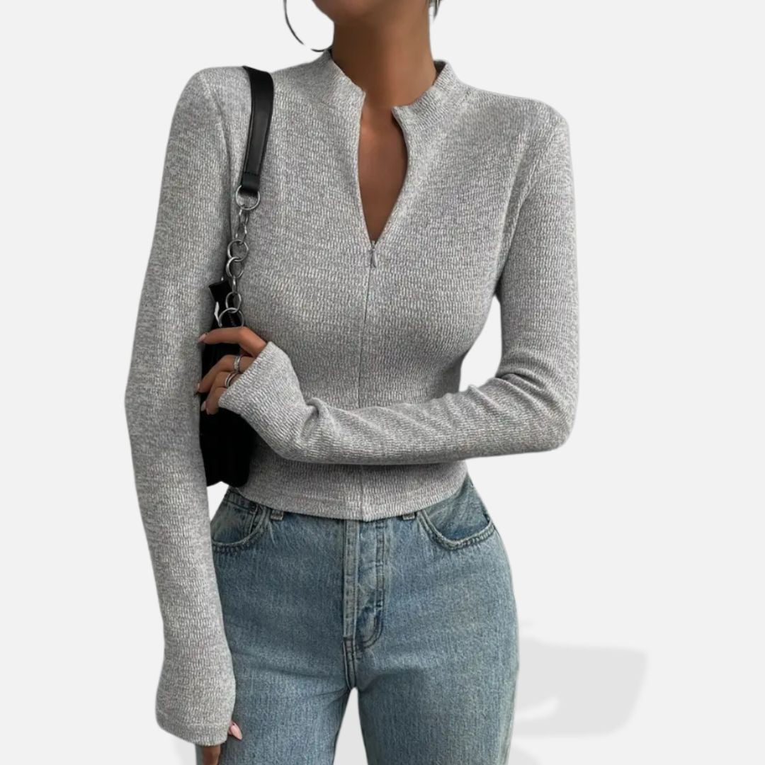 Pull Femme à Fermeture Éclair Demi-zip